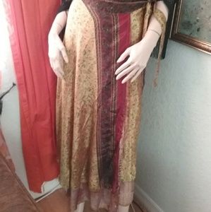 3 scarf silk skirt